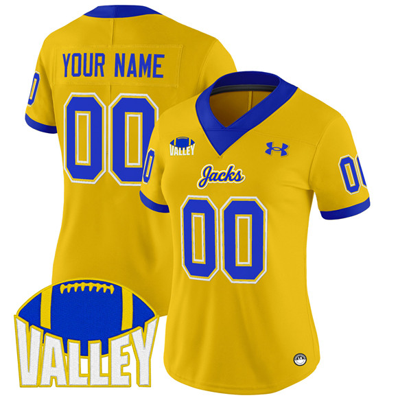 Women's Gold South Dakota State Jackrabbits Active Player Custom 2025 F.U.S.E. Vapor Limited Stitched Football Jersey(Run Small)